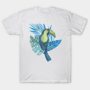 Toucan Parrot with three leaf Jungle Amazon Water colour Beautiful T-Shirt